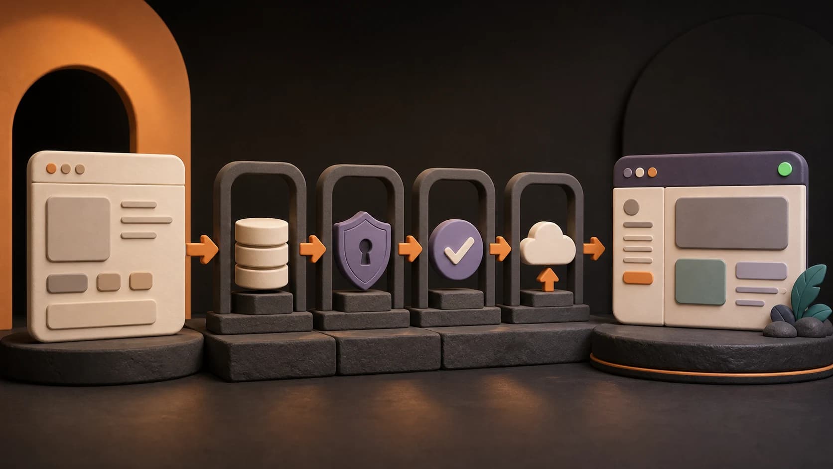A prototype interface moving through safety checks toward a live product